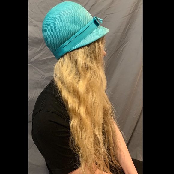 1960 Blue Bucket Hat by ADOLFO II Medium Woven Hat